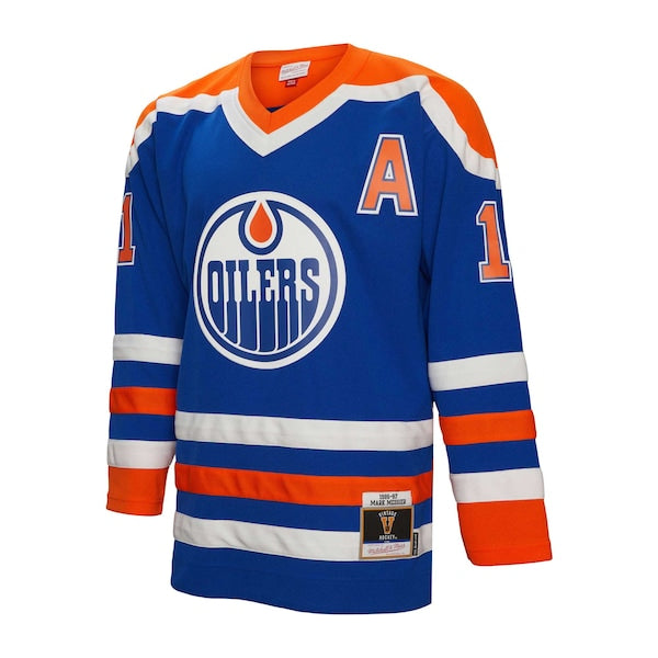 Mark Messier Edmonton Oilers Alternate Captain Patch 1986/87 Blue Line Player Jersey - Royal - Image 2