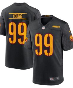 Alternative view of Chase Young Washington Commanders Nike Youth Game Jersey - Black/Burgundy/White