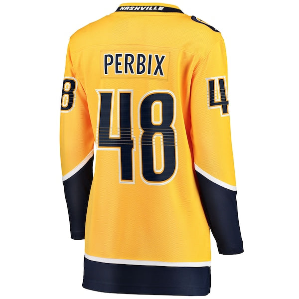 Nick Perbix Nashville Predators Women's Home Breakaway Jersey - Gold - Image 3