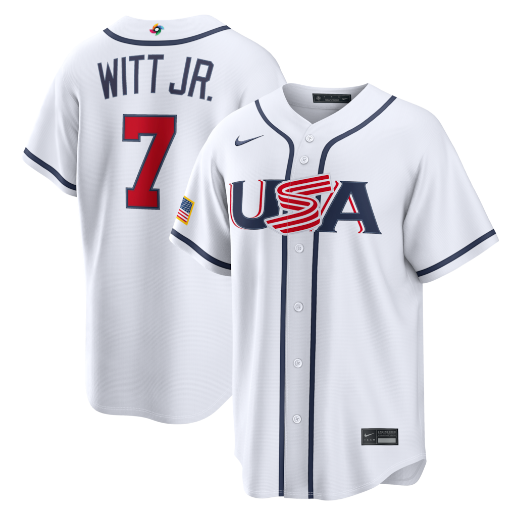 Bobby Witt Jr. USA Baseball Nike 2026 World Baseball Classic Home Stadium Jersey - White/Navy - Image 2