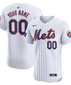 New York Mets Nike Home Elite Custom Patch Jersey - White