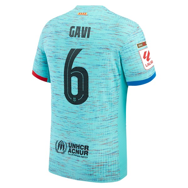Gavi Barcelona Nike 2023/24 Third Authentic Jersey - Aqua/Royal/White - Image 4