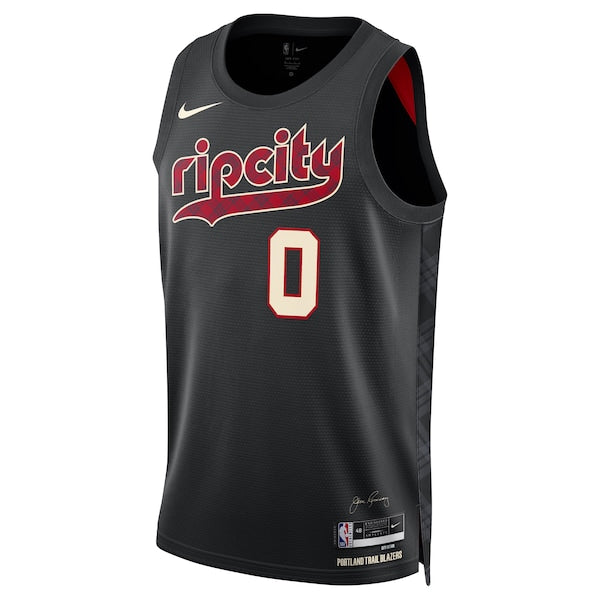 Damian Lillard Portland Trail Blazers Nike Unisex 2023/24 Swingman Jersey - Black - City Edition - Image 2