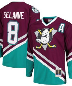 Teemu Selanne Anaheim Ducks  1996/97 Alternate Captain Patch Blue Line Player Jersey - Purple