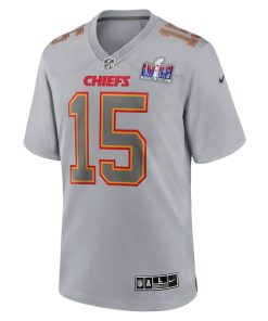 Alternative view of Patrick Mahomes Kansas City Chiefs Nike Super Bowl LVIII Atmosphere Fashion Game Jersey - Gray