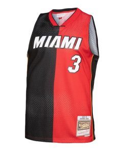 Alternative view of Dwyane Wade Miami Heat Big & Tall Hardwood Classics 2005/06 Split Swingman Jersey - Black/Red