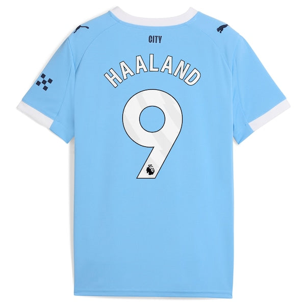 Erling Haaland Manchester City Puma Youth 2025/26 Home Replica Player Jersey - Sky Blue/Black - Image 4