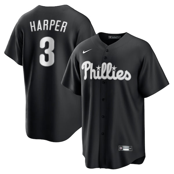 Bryce Harper Philadelphia Phillies Nike Lights Out Replica Player Jersey - Black - Image 8