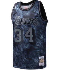 Alternative view of Shaquille O'Neal Los Angeles Lakers Hardwood Classics 1996/97 Tie-Dye Swingman Jersey - Black