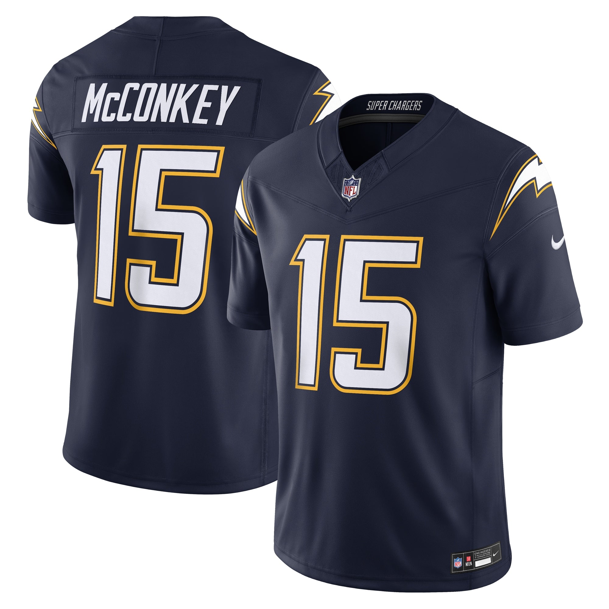 Ladd McConkey Los Angeles Chargers Nike Alternate Charger Power Vapor F.U.S.E. Limited Jersey - Gold/Navy/Powder Blue - Image 5