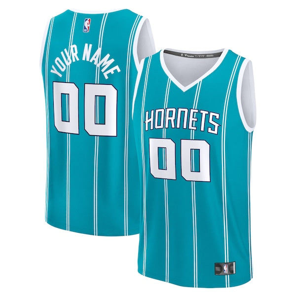 Charlotte Hornets Youth Fast Break Custom Replica Jersey - Teal - Icon Edition