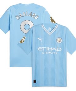 Erling Haaland Manchester City Puma 2023/24 Authentic Player Jersey - Sky Blue