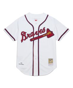 Alternative view of Deion Sanders Atlanta Braves  Cooperstown Collection 1992 Authentic Jersey - White