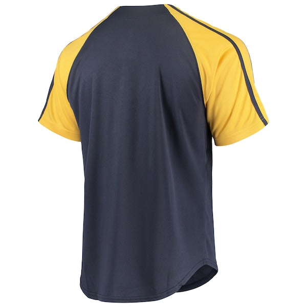 Milwaukee Brewers Stitches Button-Down Raglan Replica Jersey - Navy - Image 3