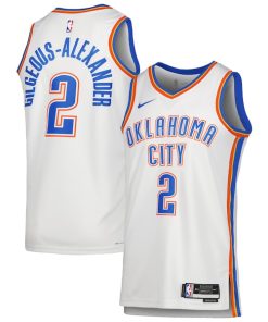 Alternative view of Shai Gilgeous-Alexander Oklahoma City Thunder Nike Unisex Swingman Jersey - Association Edition - White/Blue