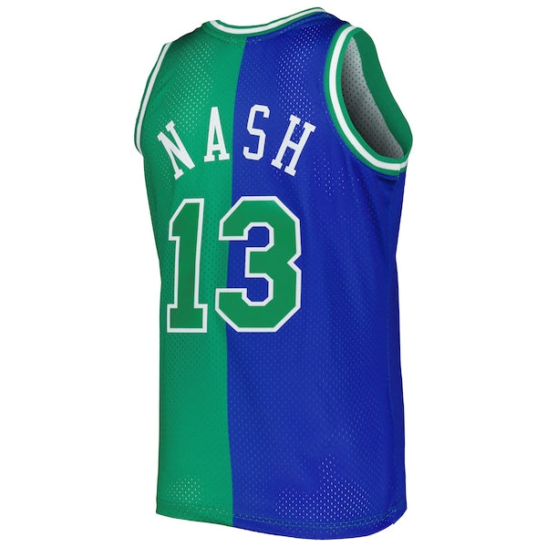 Steve Nash Dallas Mavericks Hardwood Classics 1998/99 Split Swingman Jersey - Blue/Green - Image 4