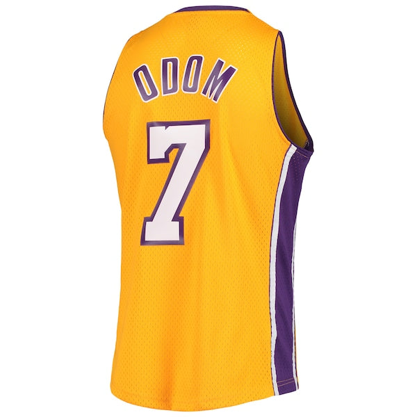 Lamar Odom Los Angeles Lakers 2001/02 Hardwood Classics Swingman Jersey - Gold - Image 3