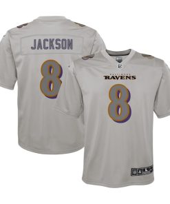 Lamar Jackson Baltimore Ravens Nike Youth Atmosphere Fashion Game Jersey - Gray