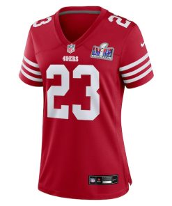 Alternative view of Christian McCaffrey San Francisco 49ers Nike Women's Super Bowl LVIII Game Jersey - Scarlet