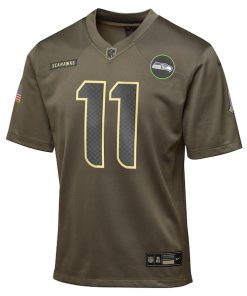 Alternative view of Jaxon Smith-Njigba Seattle Seahawks Nike Youth 2025 Salute to Service Game Jersey - Olive