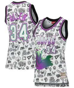 Ray Allen Milwaukee Bucks Women's 1996 Doodle Swingman Jersey - White
