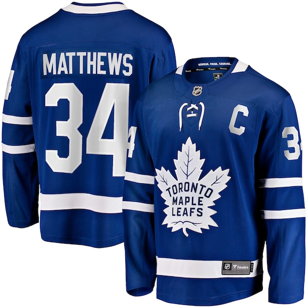Auston Matthews Toronto Maple Leafs Captain Patch Home Breakaway Player Jersey - Blue