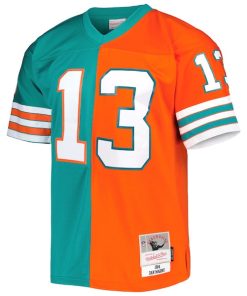 Alternative view of Dan Marino Miami Dolphins 1984 Split Legacy Replica Jersey - Aqua/Orange