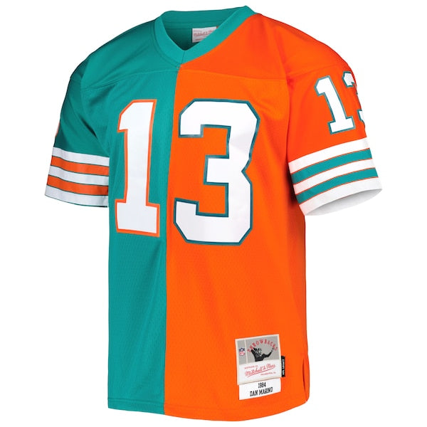 Dan Marino Miami Dolphins 1984 Split Legacy Replica Jersey - Aqua/Orange - Image 2