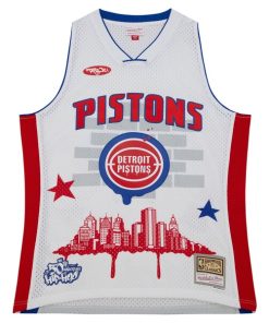 Alternative view of Detroit Pistons x Tats Cru Hardwood Classics Fashion Jersey - White