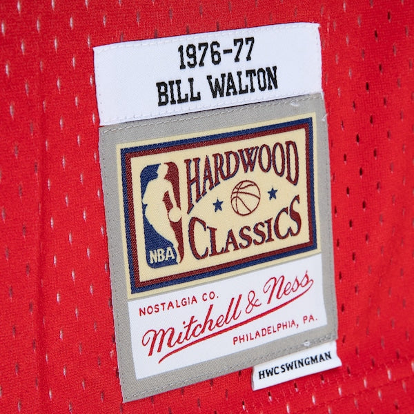 Bill Walton Portland Trail Blazers 1976/77 Hardwood Classics Fadeaway Swingman Player Jersey - Red/Black - Image 3