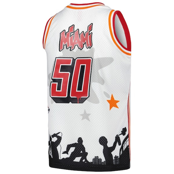 Miami Heat x Tats Cru Hardwood Classics Fashion Jersey - White - Image 3