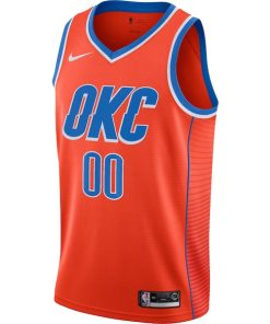 Alternative view of Oklahoma City Thunder Jordan Brand Swingman Custom Jersey - Statement Edition - Orange