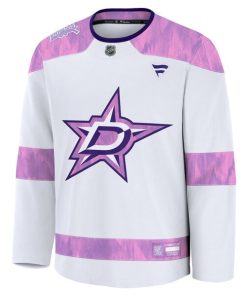 Alternative view of Dallas Stars  2024 Hockey Fights Cancer Practice Jersey - White