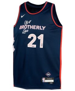 Alternative view of Joel Embiid Philadelphia 76ers Nike Youth  Swingman Replica Jersey - City Edition - Navy