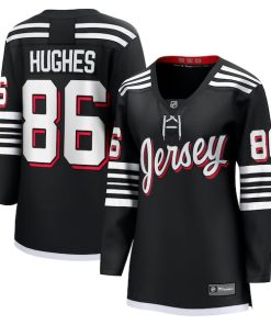 Jack Hughes New Jersey Devils  Women's Alternate Premier Breakaway Player Jersey - Black