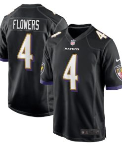 Alternative view of Zay Flowers Baltimore Ravens Nike Team Game Jersey - Black/White