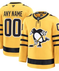 Pittsburgh Penguins  Alternate Premium Custom Jersey - Gold/Black/White