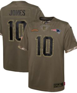 Mac Jones New England Patriots Nike Youth 2022 Salute To Service Player Limited Jersey - Olive