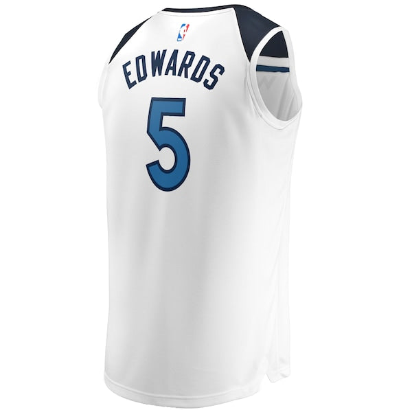 Anthony Edwards Minnesota Timberwolves Youth Fast Break Replica Player Jersey - Association Edition - White - Image 3
