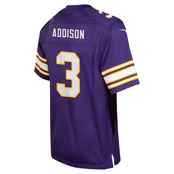 Jordan Addison Minnesota Vikings Nike Youth Alternate Player Game Jersey - Purple - Image 3