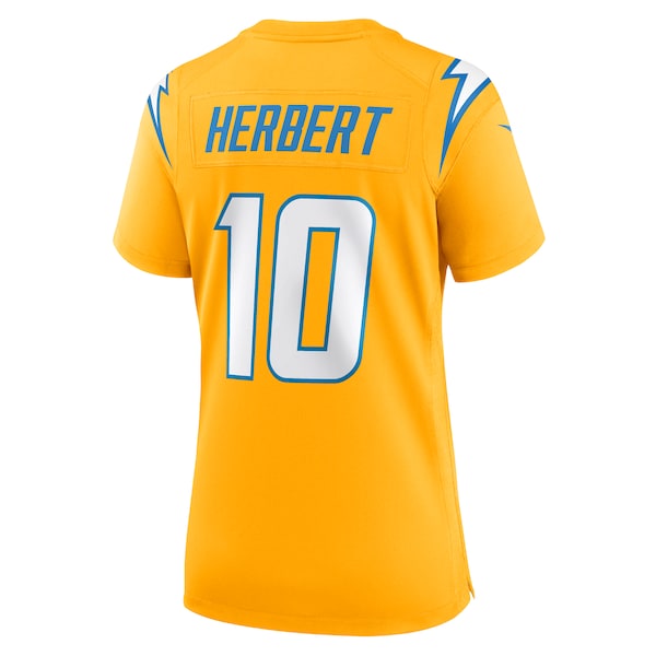 Justin Herbert Los Angeles Chargers Nike Women's Alternate Charger Power Game Jersey - Gold/Navy - Image 4
