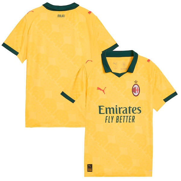 AC Milan Puma Youth 2025/26 Third Replica Jersey - Yellow/White - Image 2