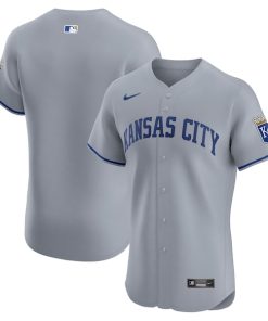 Kansas City Royals Nike Road Vapor Premier Elite Patch Jersey - Gray
