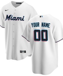 Miami Marlins Nike Home Replica Custom Jersey - White