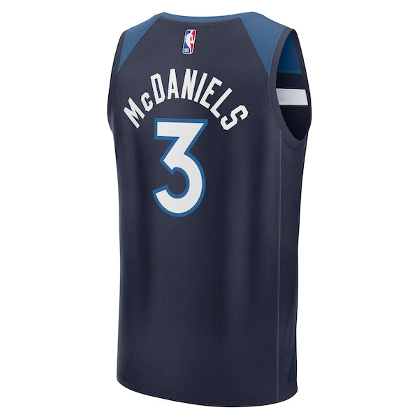 Jaden McDaniels Minnesota Timberwolves Fast Break Replica Player Jersey - Icon Edition - Navy - Image 3