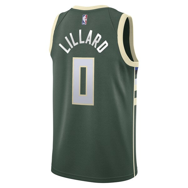 Damian Lillard Milwaukee Bucks Nike Unisex Swingman Player Jersey - Icon Edition - Hunter Green - Image 4