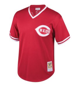 Alternative view of Johnny Bench Cincinnati Reds Youth Cooperstown Collection Mesh Batting Practice Jersey - Red