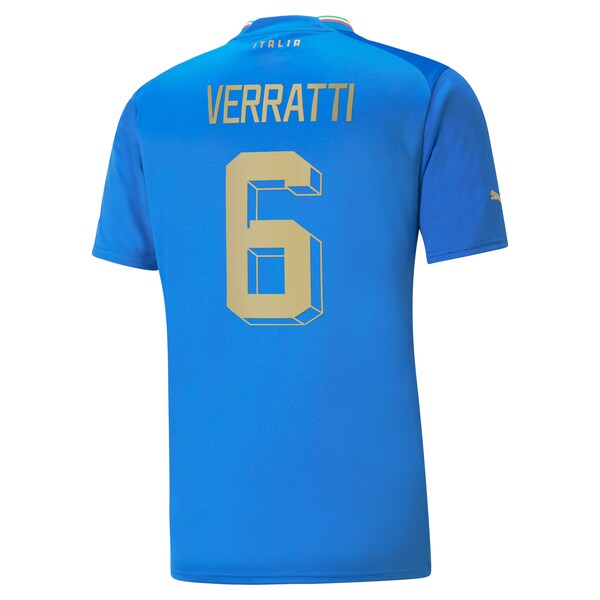 Marco Verratti Italy National Team Puma 2022/23 Home Replica Player Jersey - Blue - Image 3