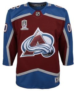 Alternative view of Colorado Avalanche Youth Home 2022 Stanley Cup Champions Premier Custom Jersey - Burgundy
