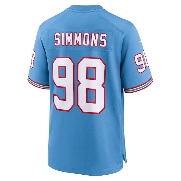 Jeffery Simmons Tennessee Titans Nike Oilers Throwback Alternate Game Player Jersey - Light Blue - Image 3